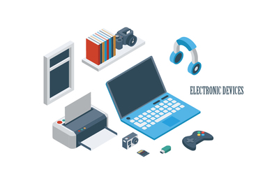 立体电子办公产品矢量素材 数字化时代的设计基石